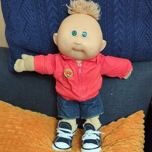 Cabbage Patch Kids Baby Boy in Windbreaker Jacket /Denim Shorts & Black Hightops